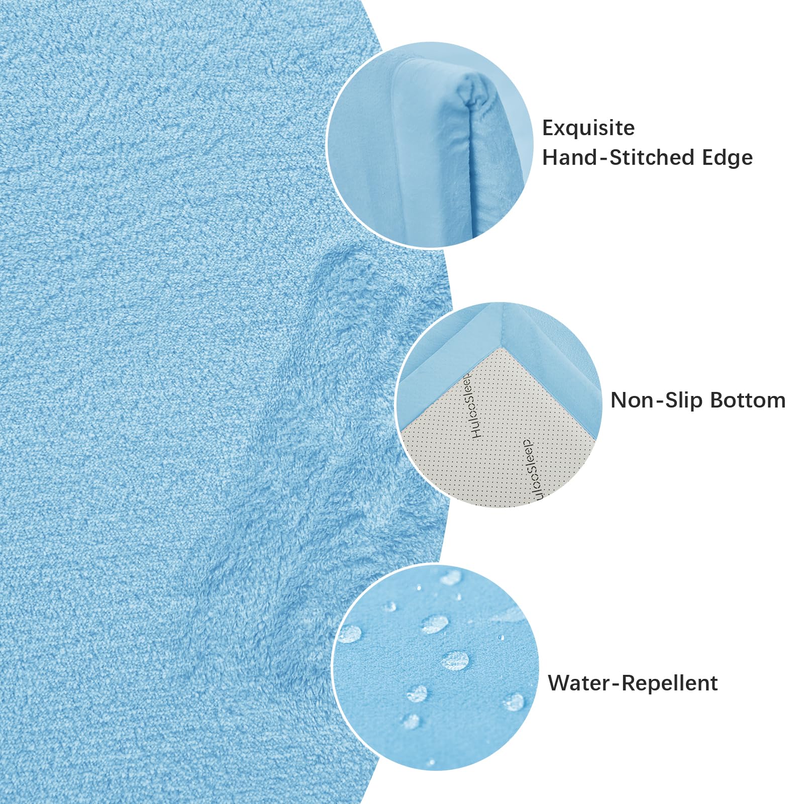 Huloo Sleep Baby Play Mat light blue tummy-time view highlights cushioned support