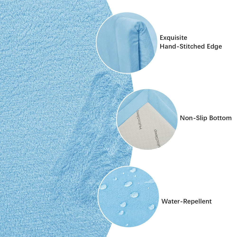 Huloo Sleep Baby Play Mat light blue tummy-time view highlights cushioned support