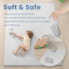 Huloo Sleep Baby Play Mat memory foam closeup highlights dense, supportive foam