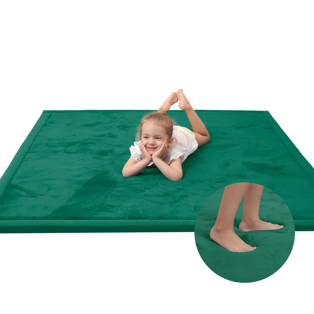 Huloo Sleep baby play mat memory foam closeup showing plush cushioning for tummy time.