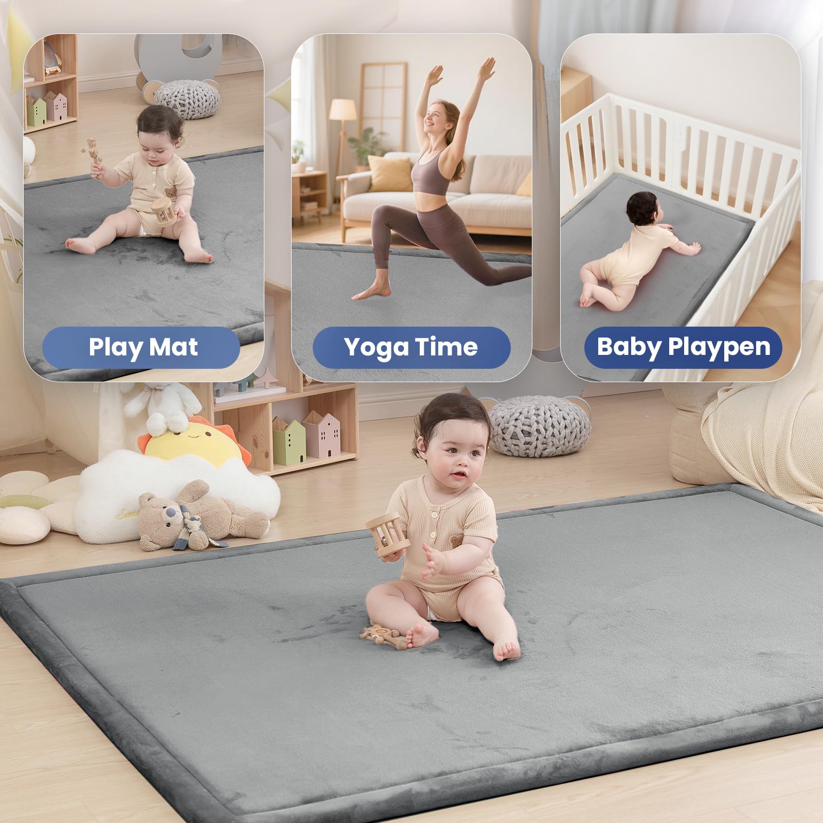Huloo Sleep non-slip backing keeps the mat in place during active play
