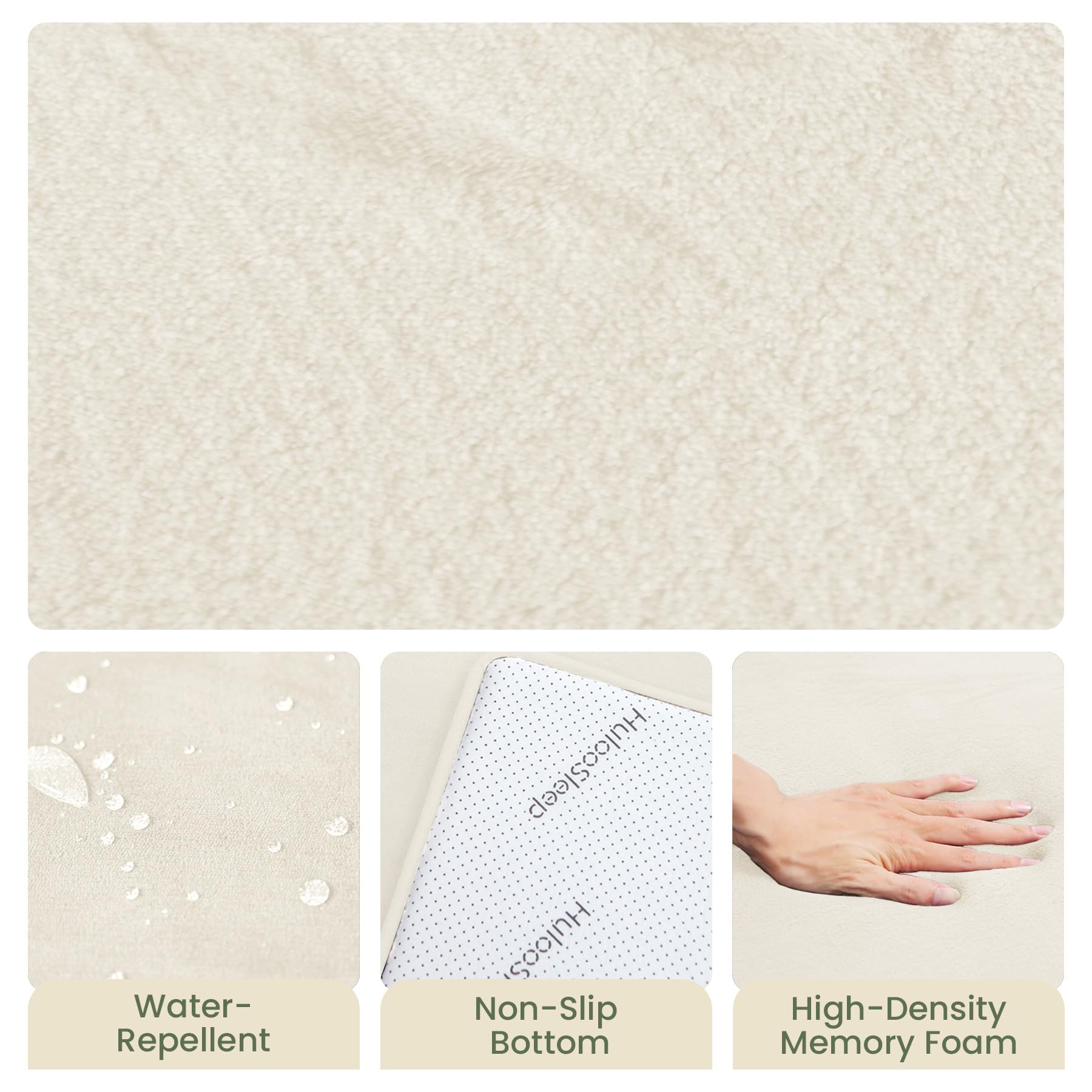 Huloo Sleep non-slip backing secures mat on wood floors during crawling.