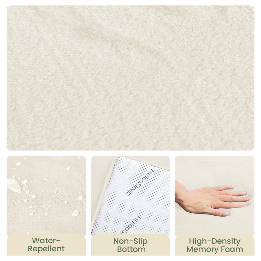 Huloo Sleep non-slip backing secures mat on wood floors during crawling.