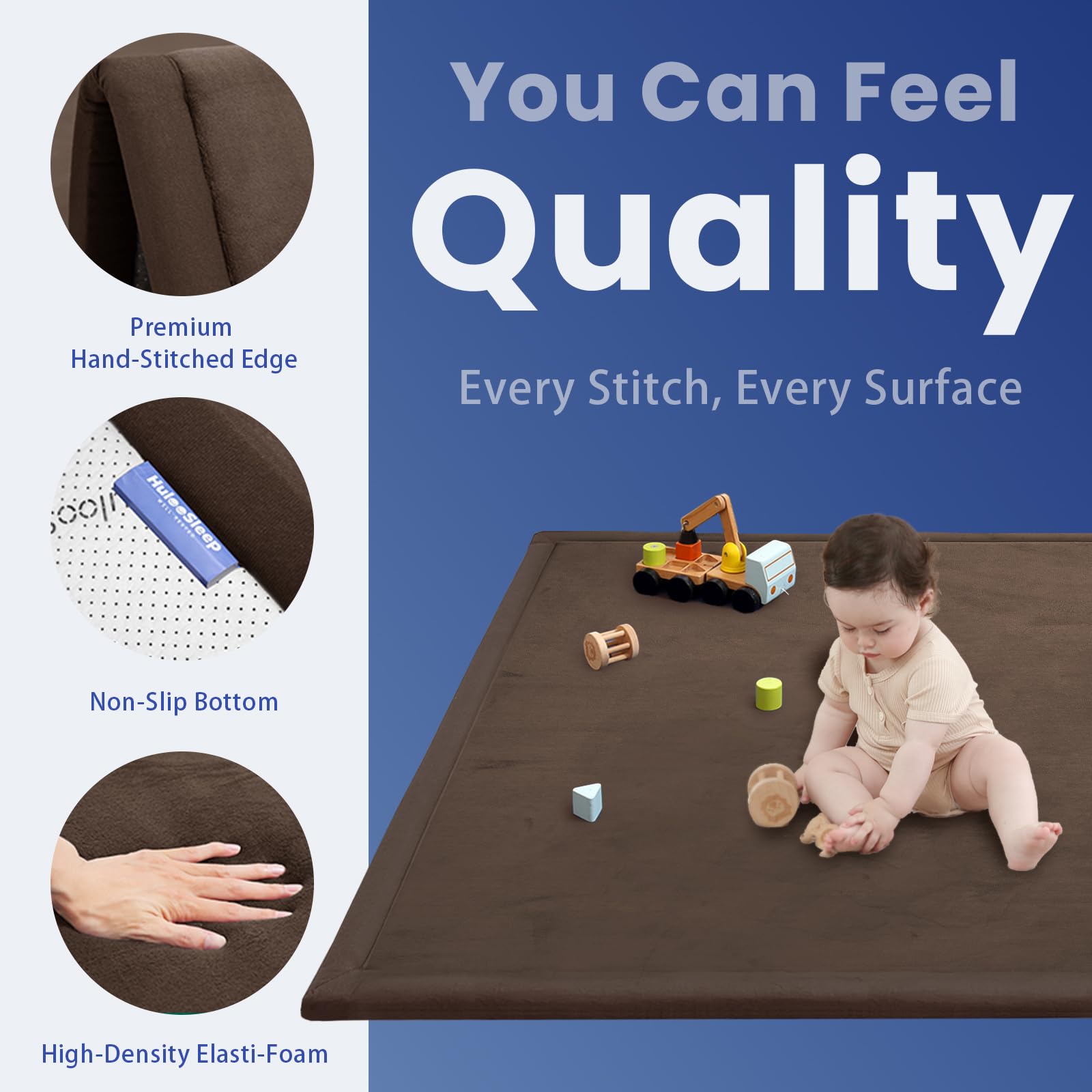 Huloo Sleep Baby Play Mat soft velvet texture emphasizes cozy touch