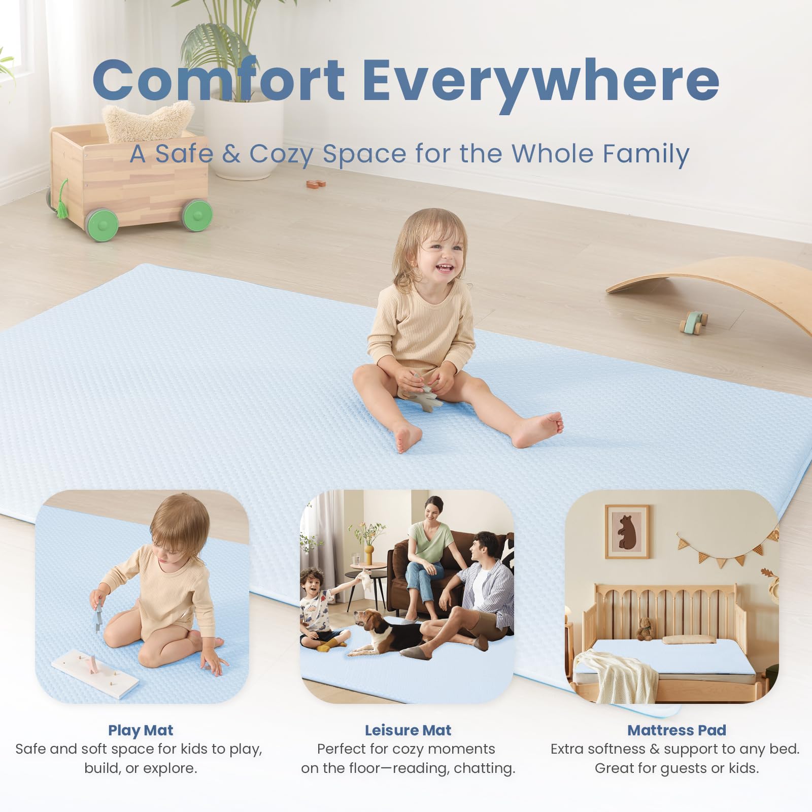 Huloo Sleep Baby Play Mat surface resists stains for easy care