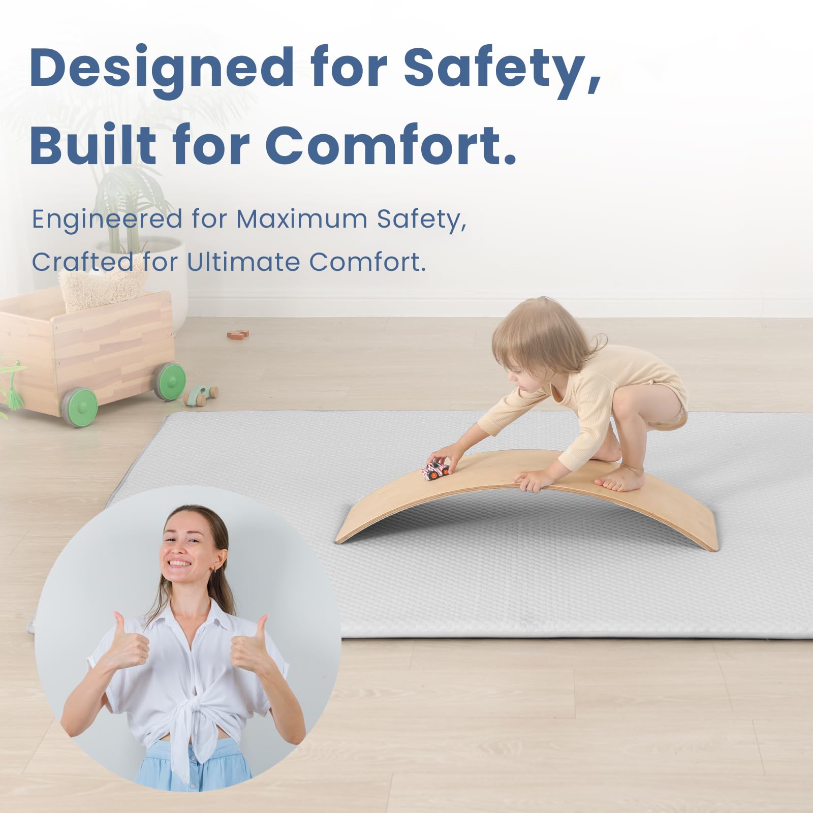 Huloo Sleep Baby Play Mat tummy time use demonstrates soft, breathable surface
