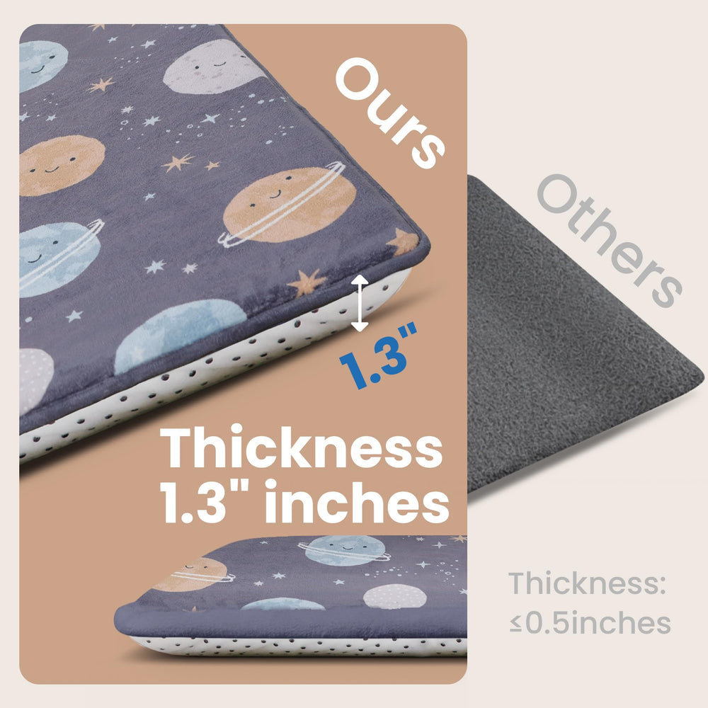 Huloo Sleep play mat fabric close-up shows water-repellent coral velvet that resists spills.