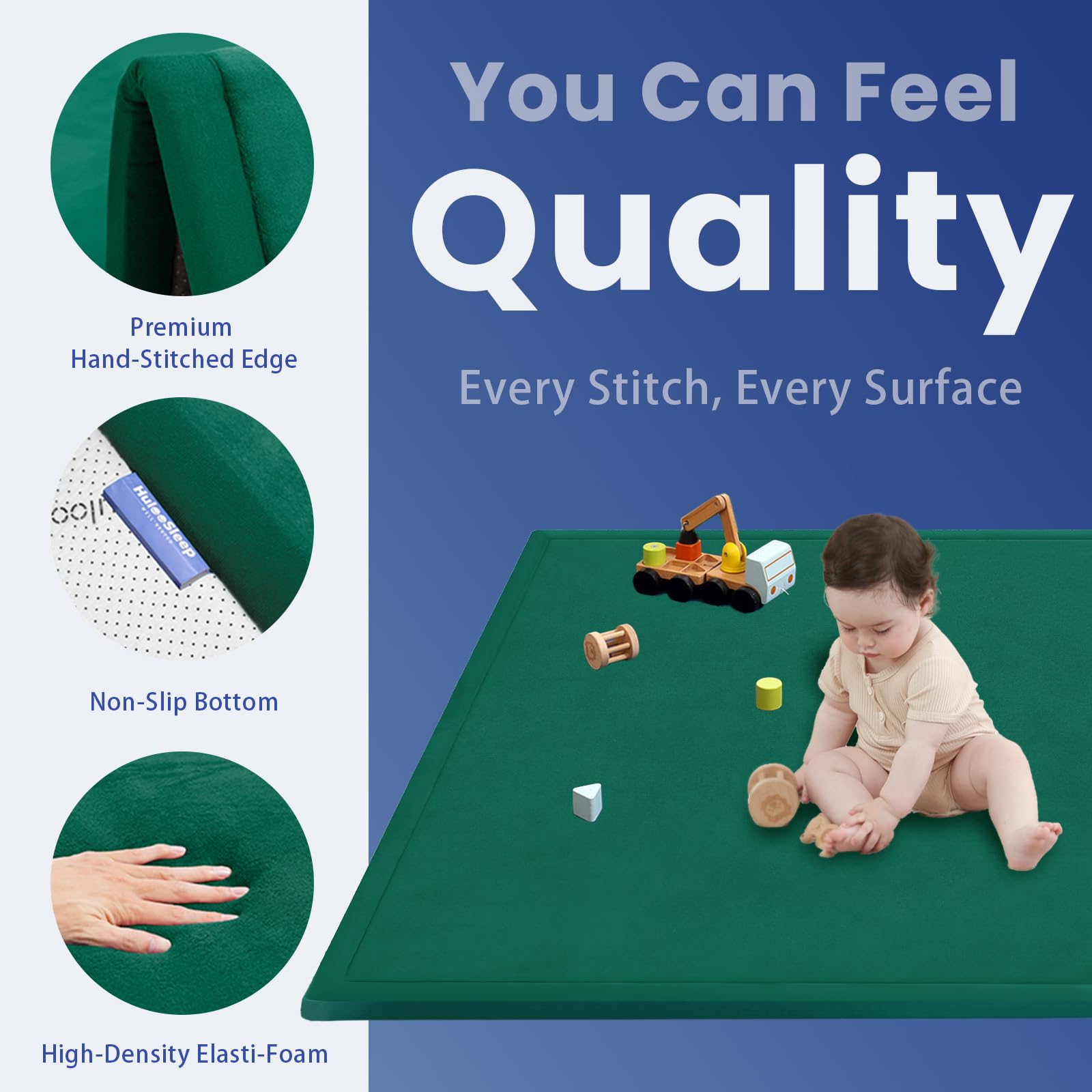Huloo Sleep water-repellent fabric helps protect the mat from spills and messes.