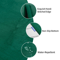 Huloo Sleep dark green play mat folded and rolled for easy storage.