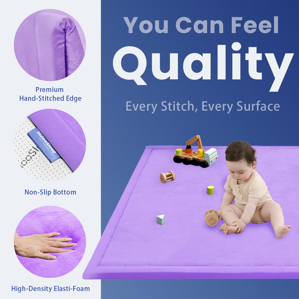 Huloo Sleep lavender mat laid on floor for safe rolling adventures