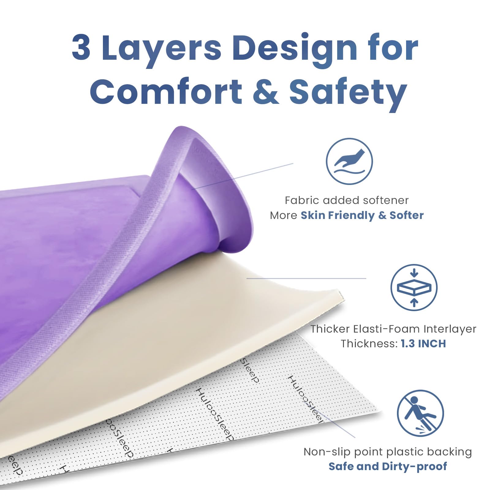 Huloo Sleep lavender mat with water-repellent finish protects floors