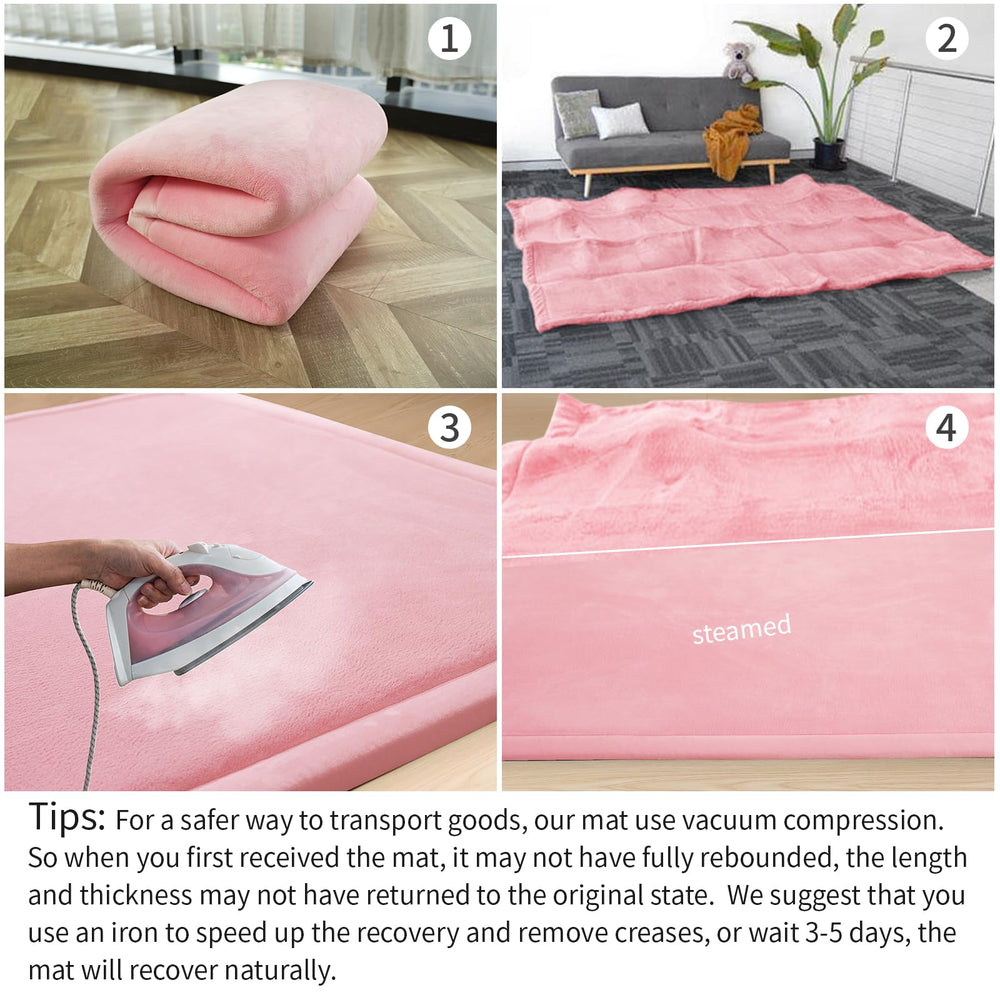 Huloo Sleep living-room friendly mat doubles as a soft play zone for kids.