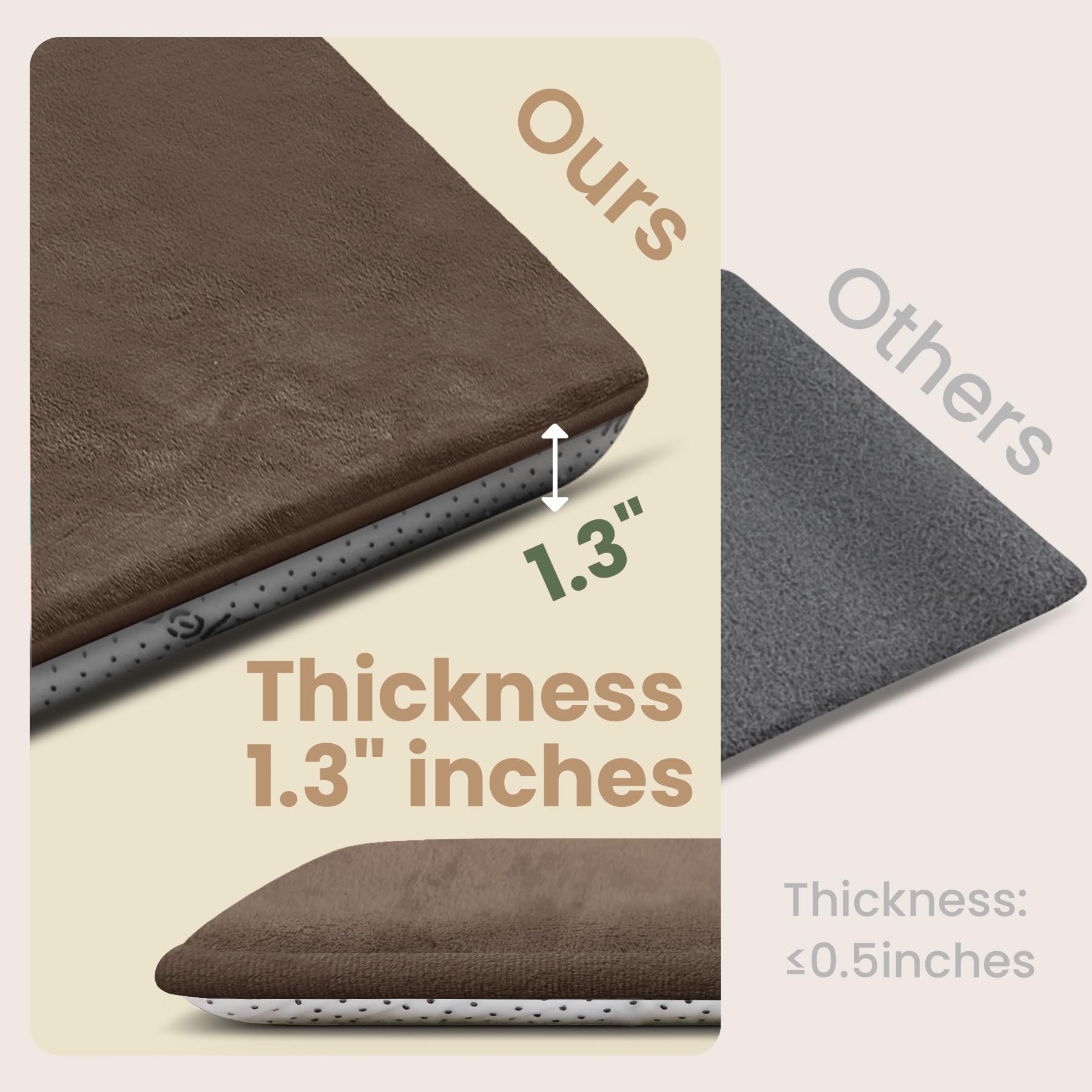 Huloo Sleep play mat non-slip backing close-up demonstrates secure crawling surface.