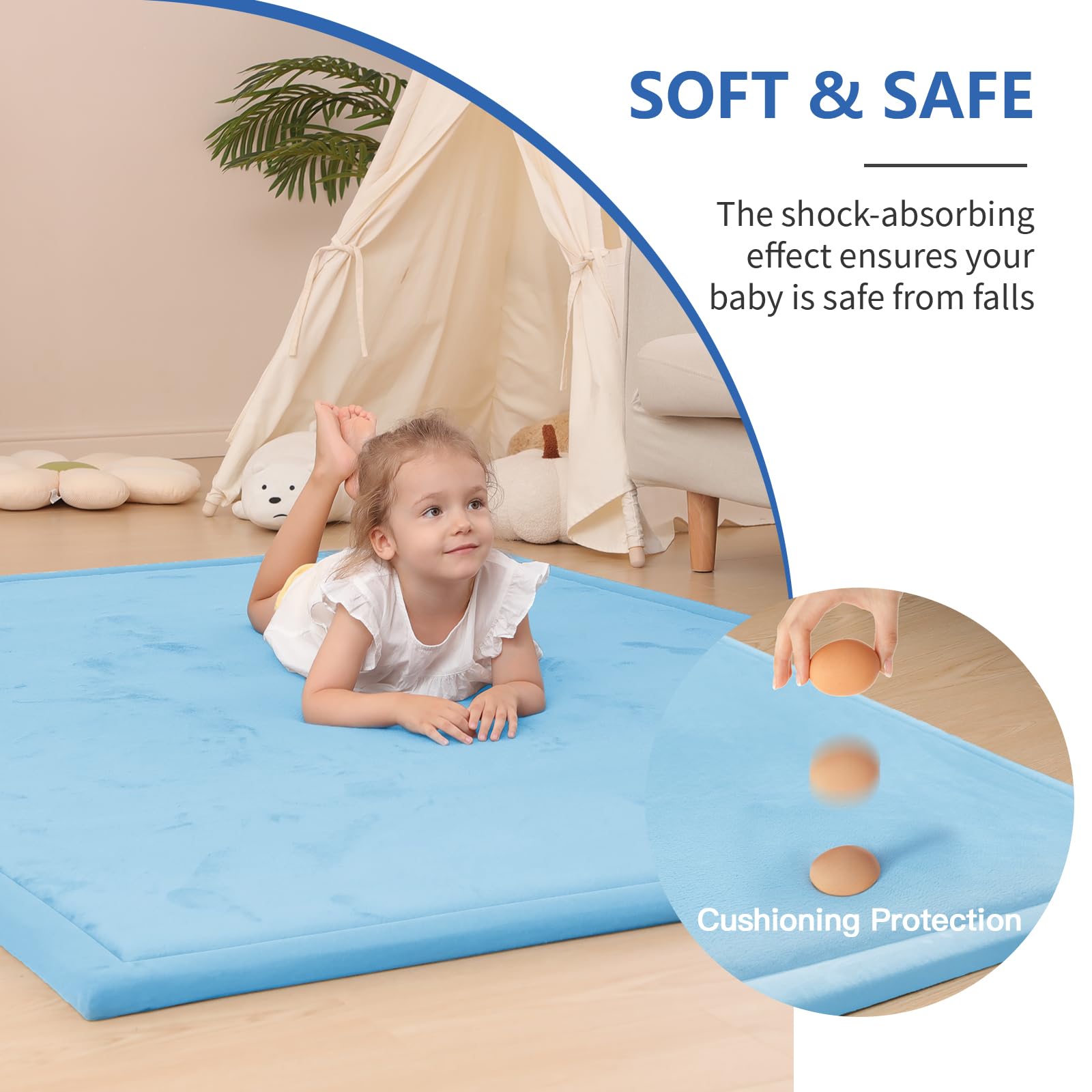 Huloo Sleep non-slip bottom keeps the mat in place during active play.