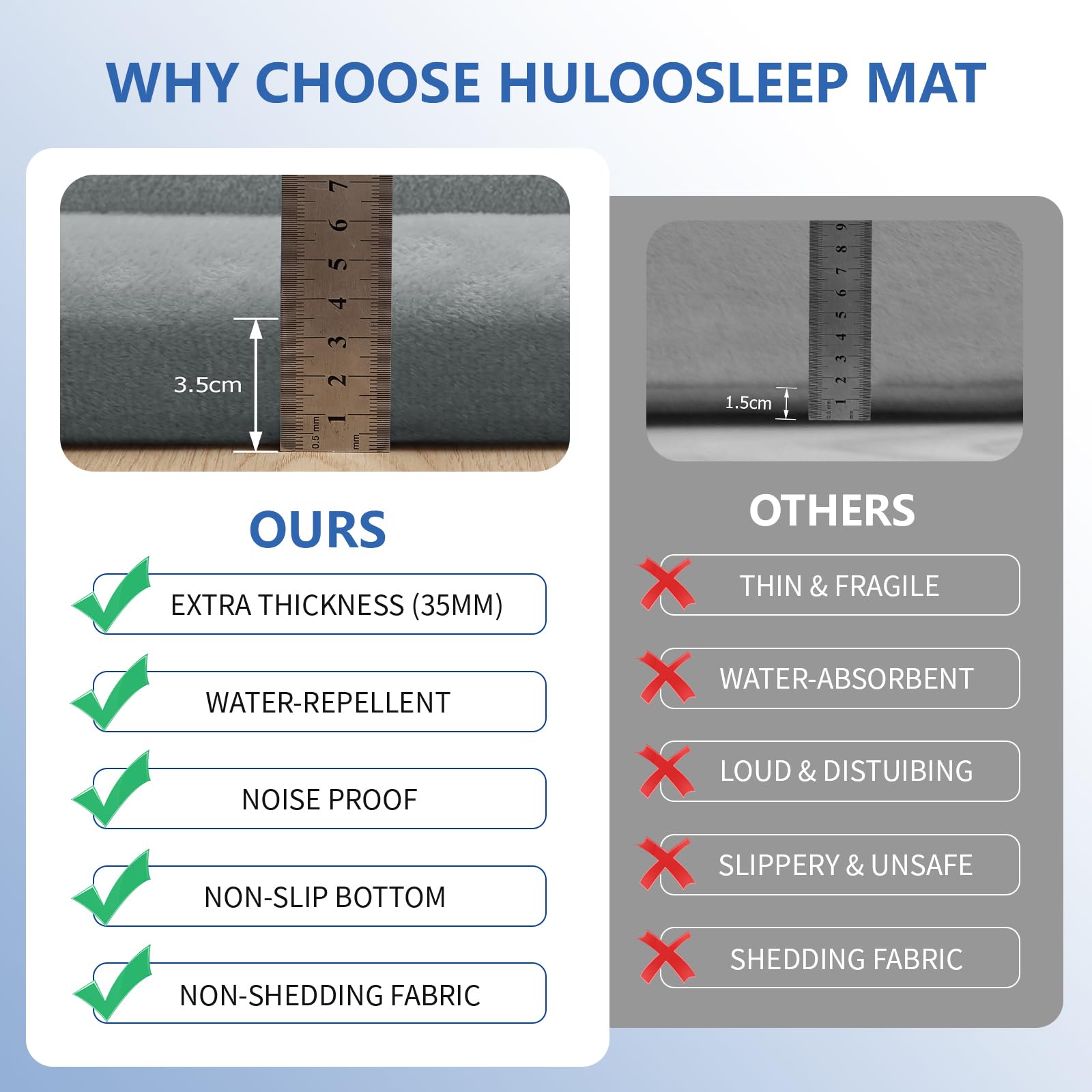Huloo Sleep non-slip bottom keeps mats in place during play.