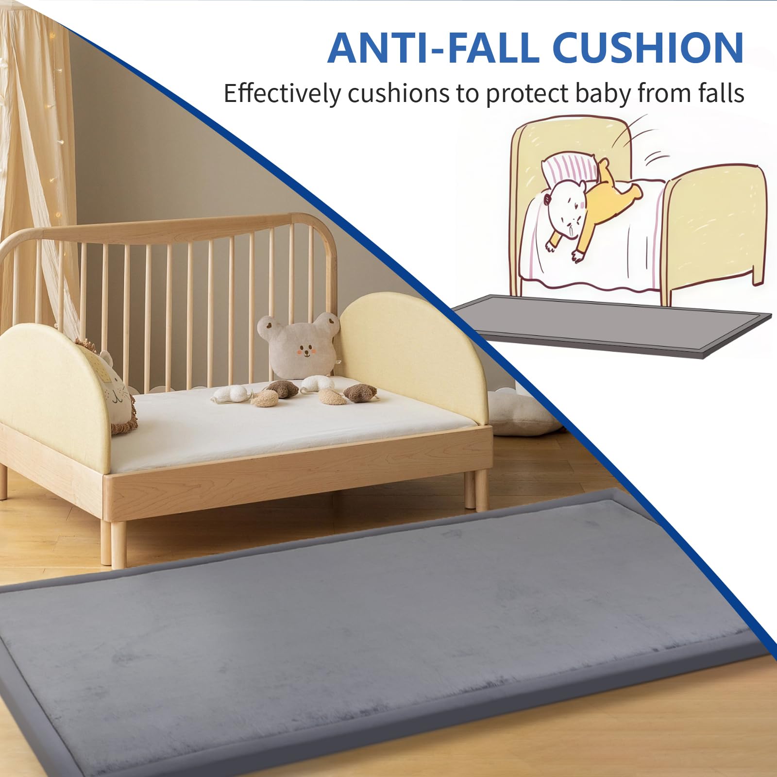 Huloo Sleep Play Mat non-slip surface keeps babies secure during crawling and tummy time.