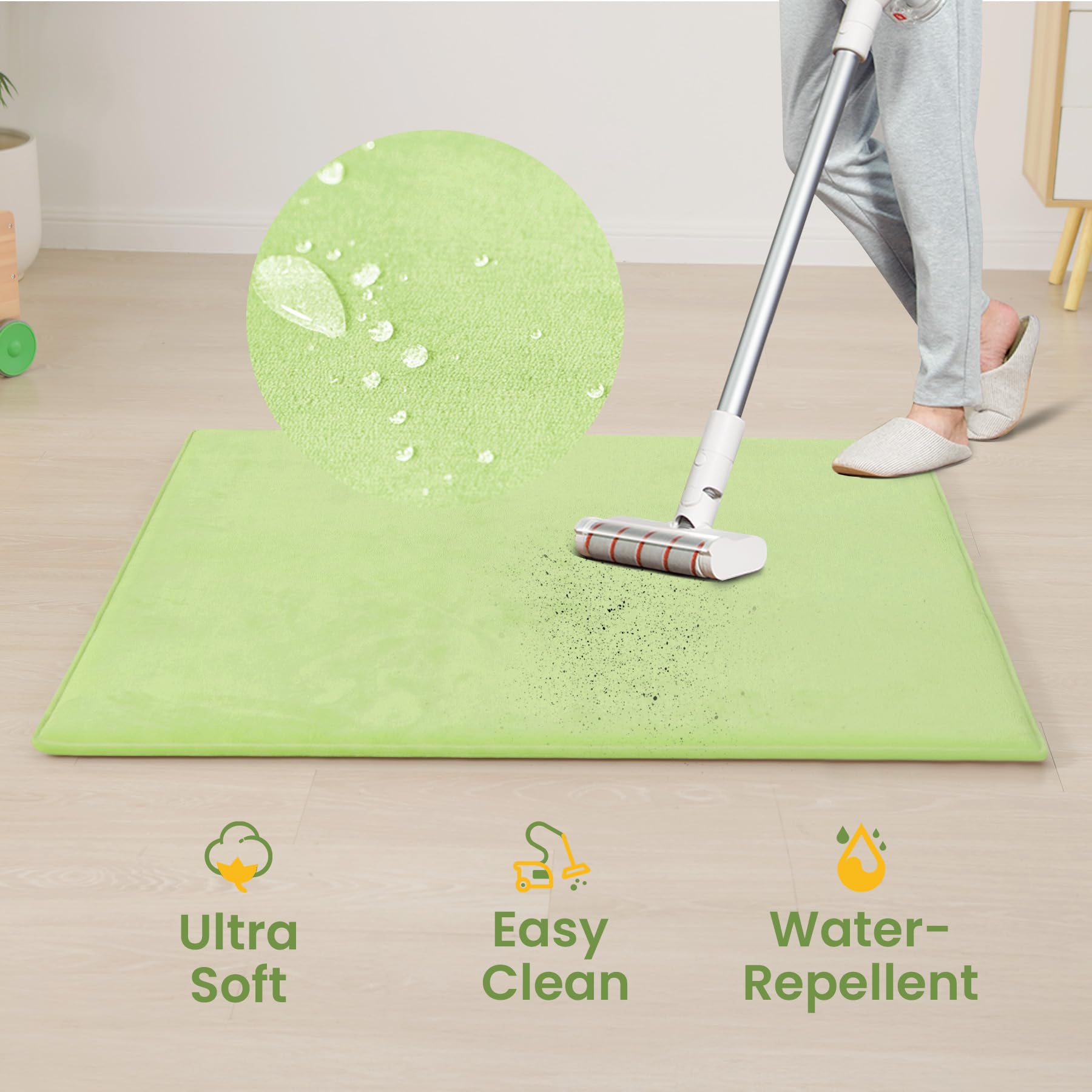 Huloo Sleep spacious play area in light green suitable for toddlers and kids.
