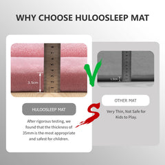 Huloo Sleep tatami-style mat enhances living room decor for yoga and crawling.