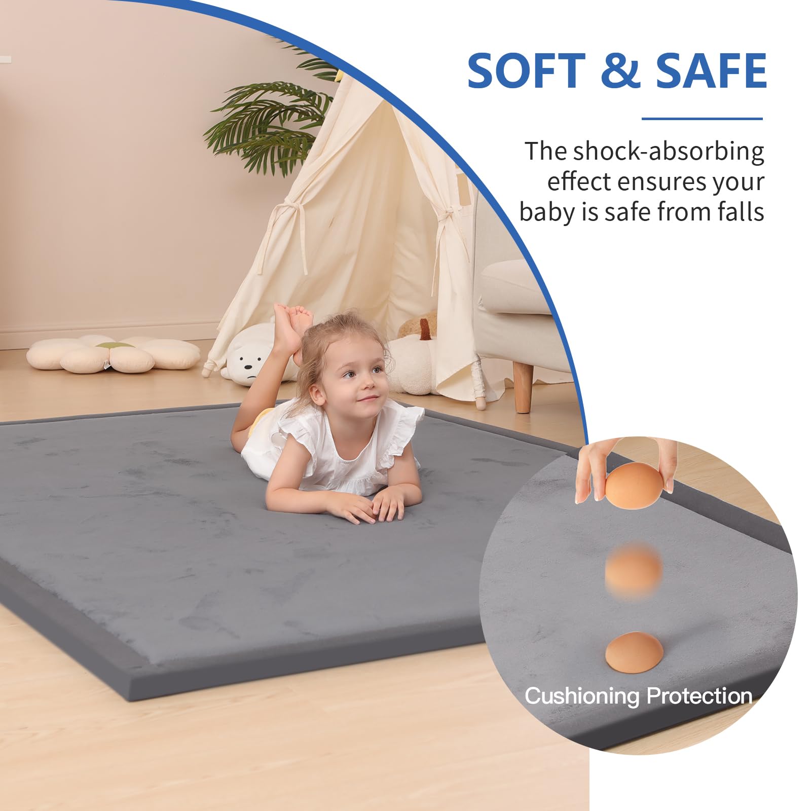 Huloo Sleep water-repellent coral velvet fabric resists spills during tummy time.