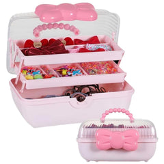 Huniupore hair accessories organizer pink three layer folding keeps items neatly organized for quick styling