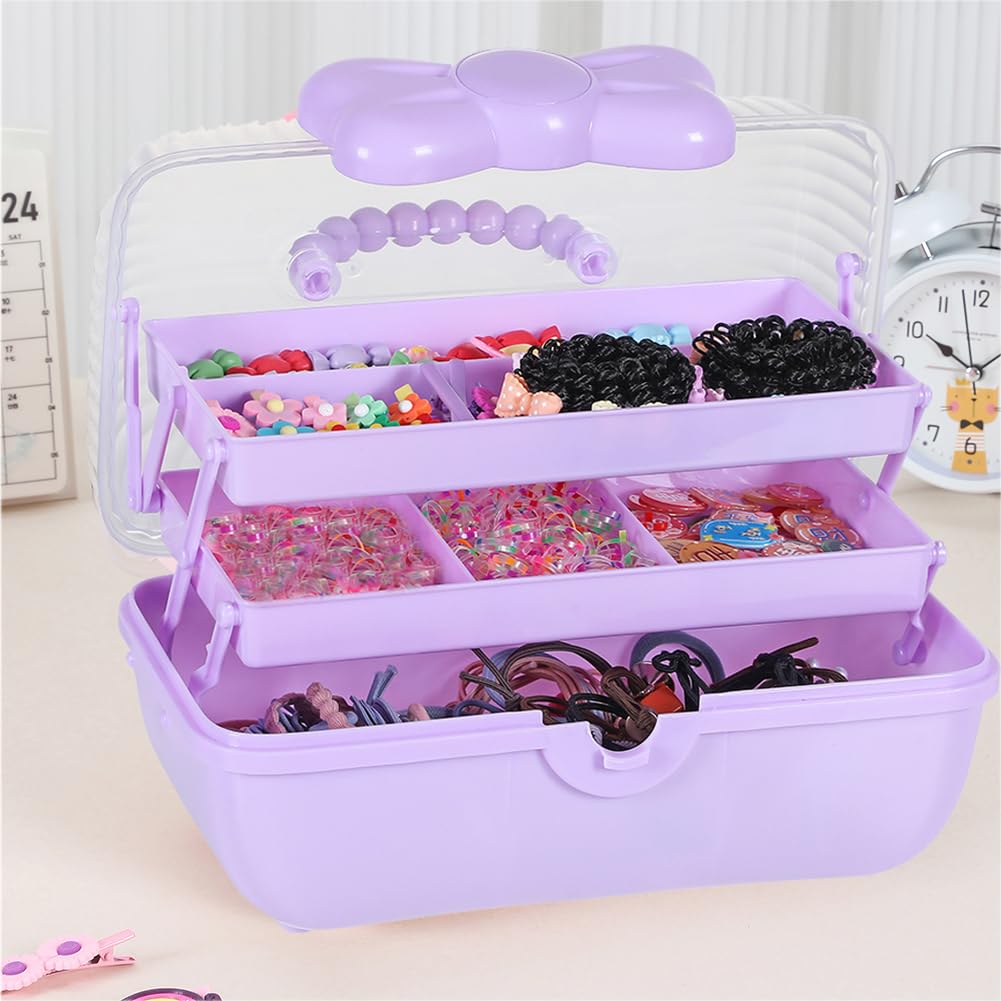 Huniupore three-layer design compartments for organized bows, clips, and ties