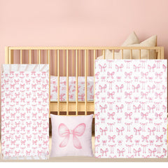 HunnmingRe baby pink bow crib bedding set blanket for cozy newborn snuggle time