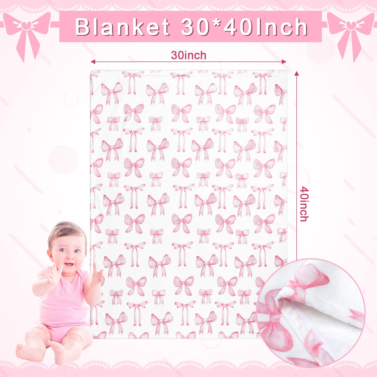 HunnmingRe pink bow crib sheet highlights secure elastic fit for standard cribs