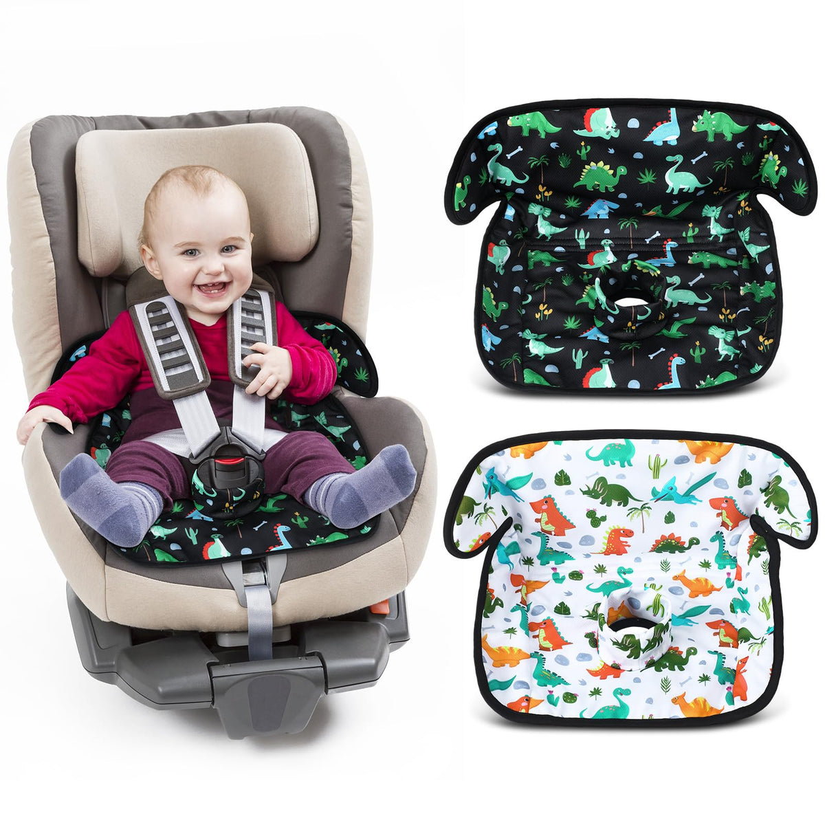 HunnmingRe dinosaur car seat protector 2-pack with spill protection.
