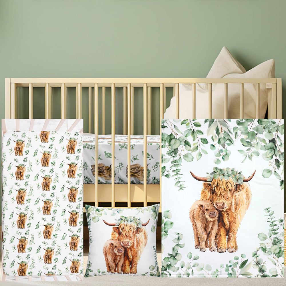 HunnmingRe Highland Cow blanket close-up shows plush flannel warmth for baby