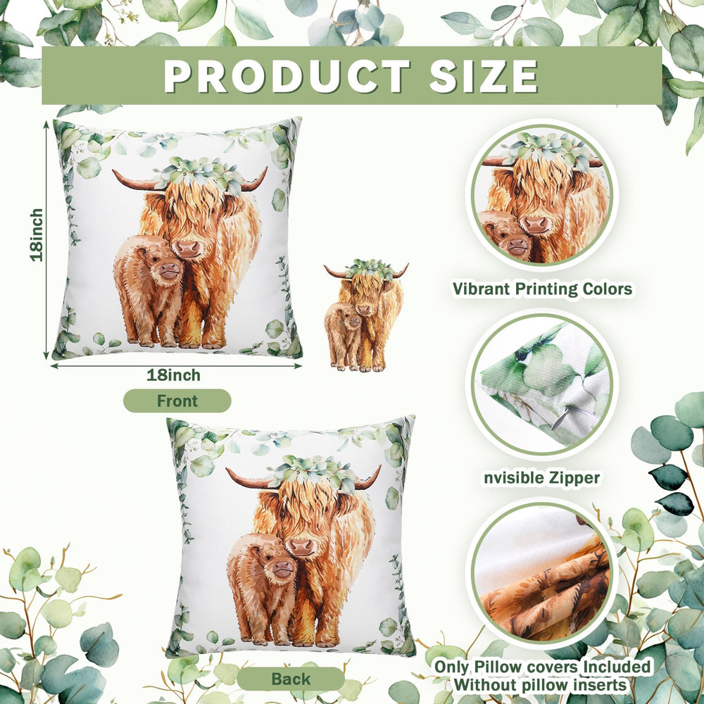 HunnmingRe Highland Cow pillowcase image highlights soft plush texture for cozy naps