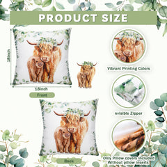 HunnmingRe Highland Cow pillowcase image highlights soft plush texture for cozy naps
