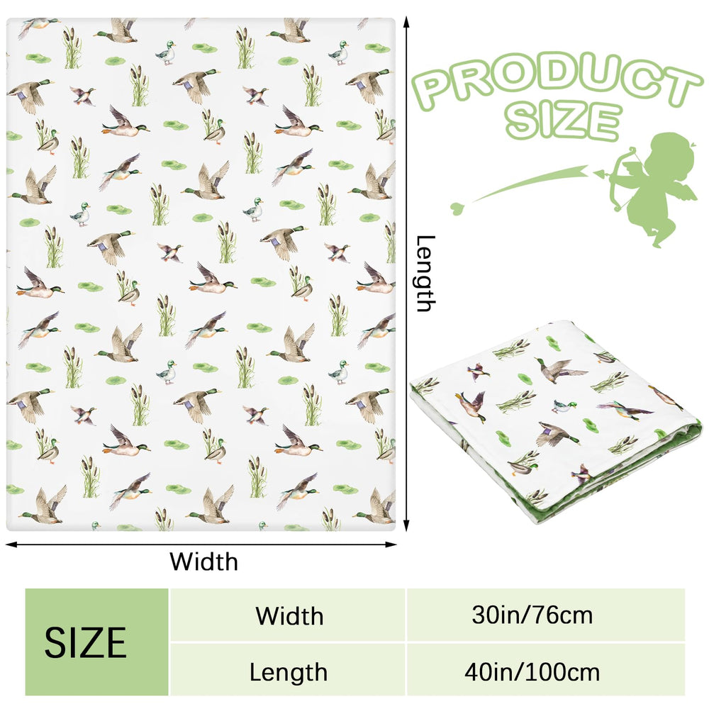 HunnmingRe Mallard Duck Baby Blanket back dots add playful warmth for nursery decor
