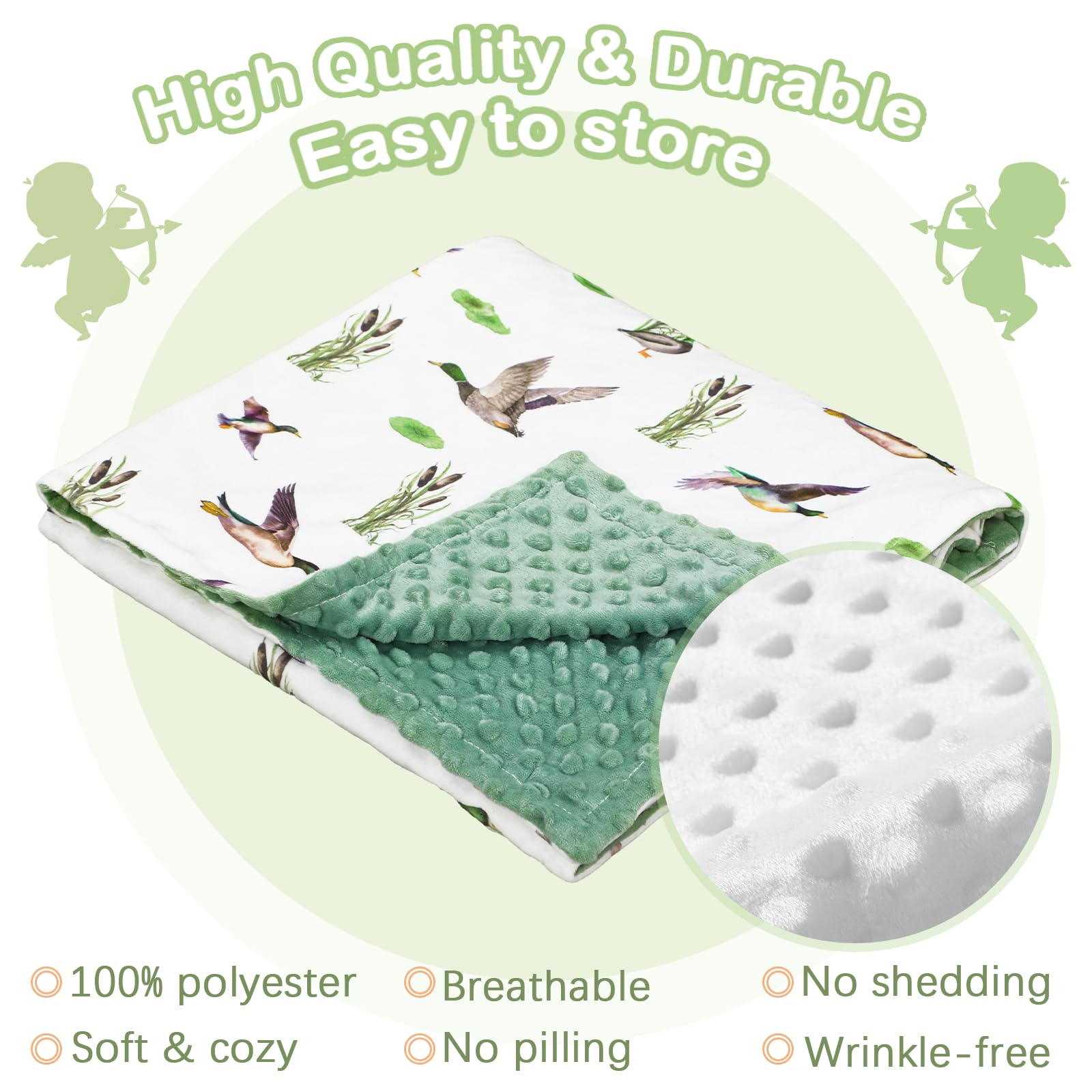HunnmingRe Mallard Duck Blanket fabric detail showcases double-layer warmth for chilly evenings