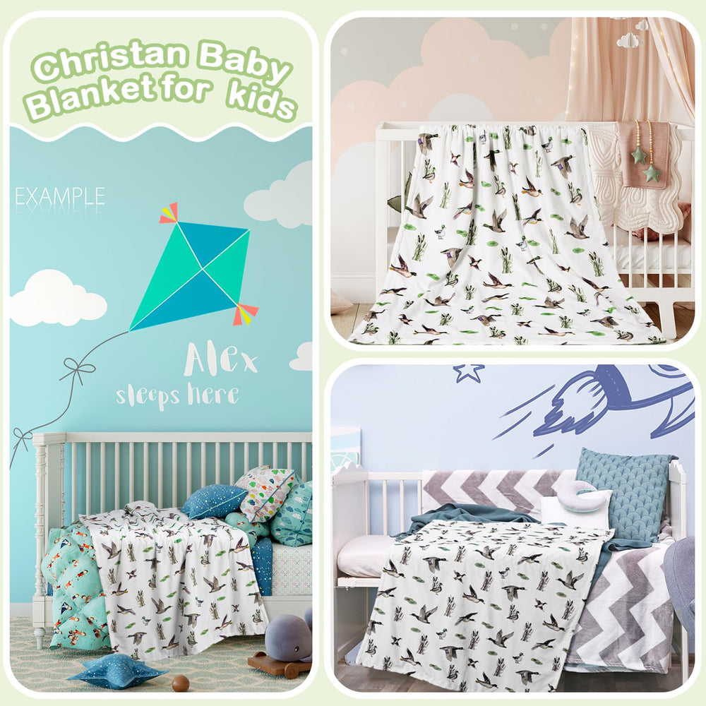 HunnmingRe Mallard Duck Blanket in a nursery scene enhances cozy ambiance
