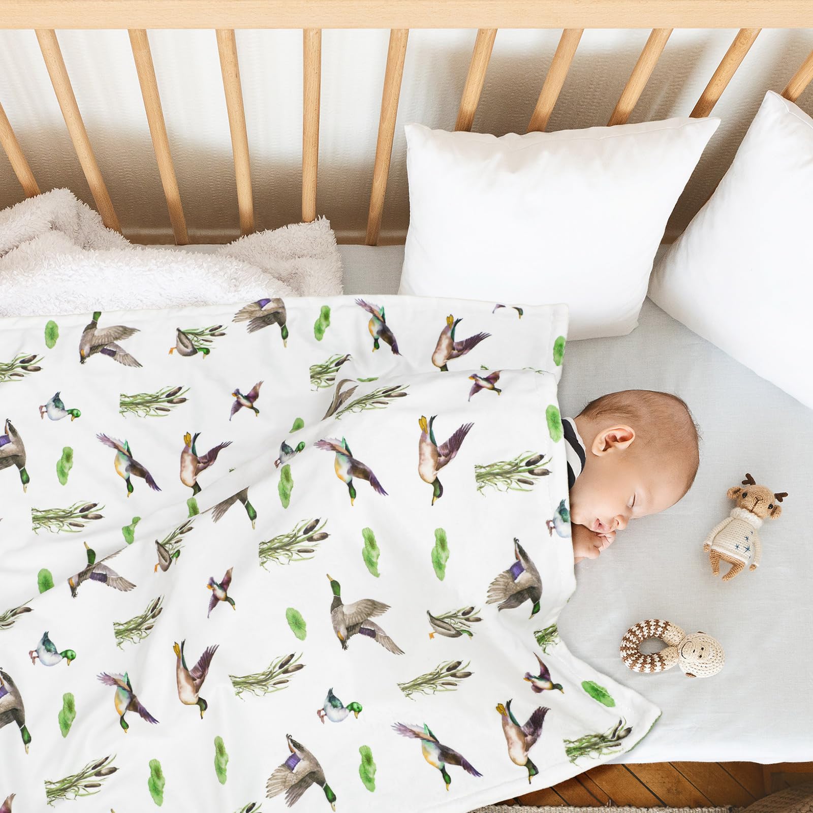 HunnmingRe Mallard Duck Blanket in stroller demonstrates on-the-go comfort
