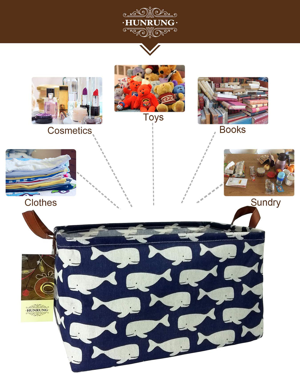 HUNRUNG basket in living room holds blankets and reading materials.