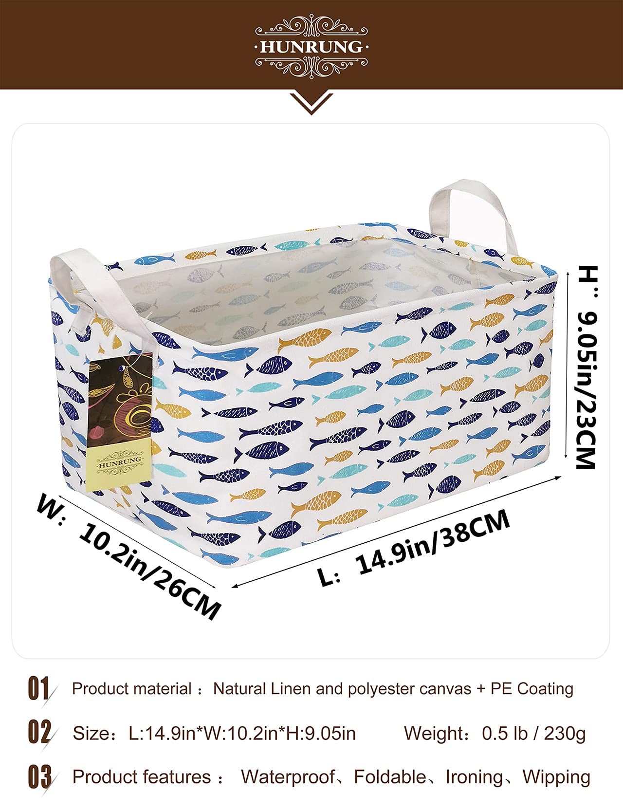 HUNRUNG canvas organizer bin with handles makes carrying laundry and toys easy.