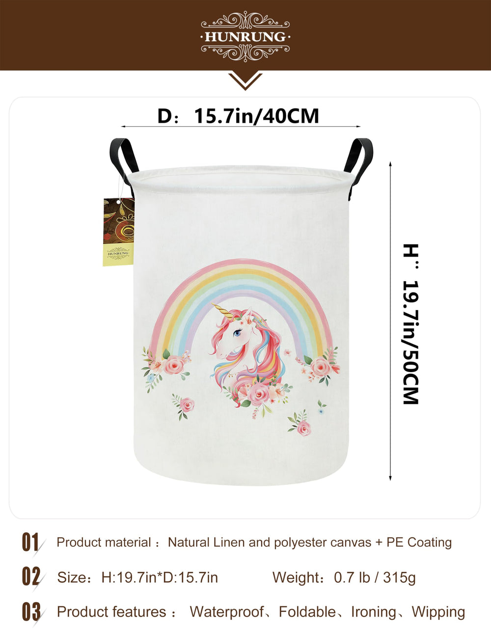 HUNRUNG canvas storage basket toy organizer offers lightweight portability for quick room tidying