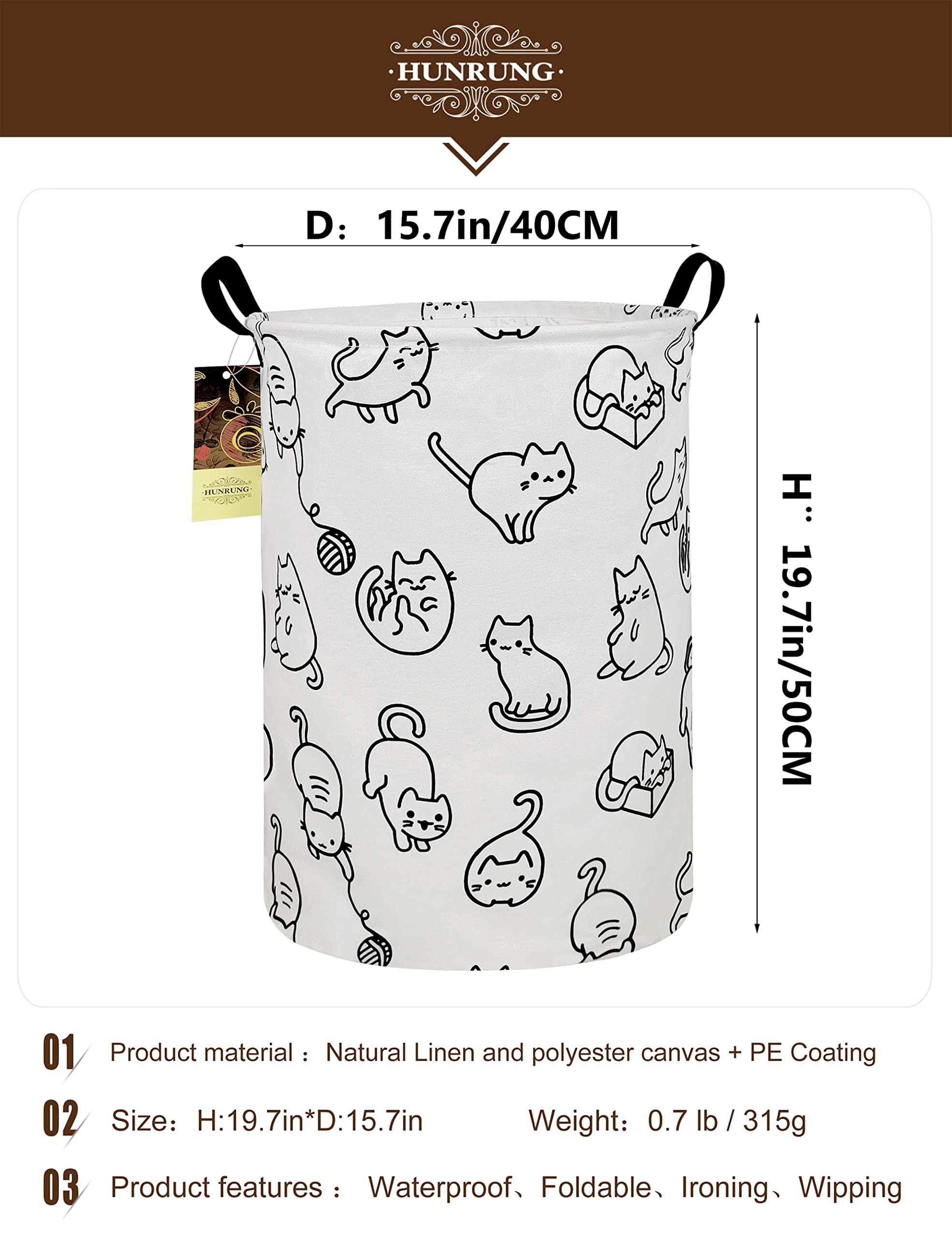 HUNRUNG laundry hamper canvas fiber closeup highlights durable material for daily laundry.