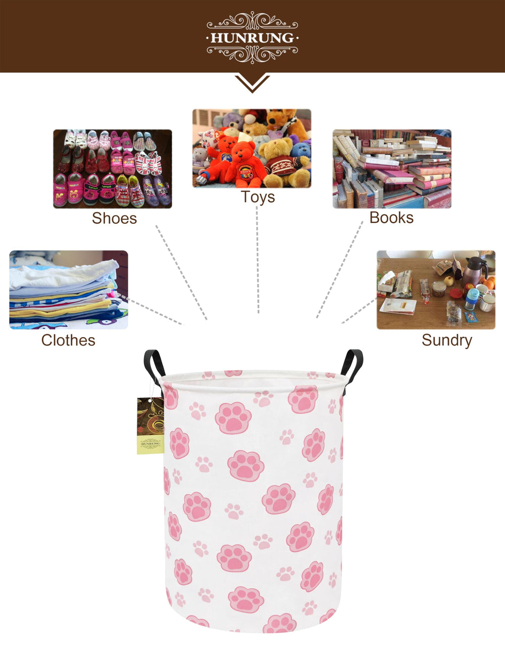 HUNRUNG Laundry Hamper canvas closeup, non-toxic washable fabric for everyday use.