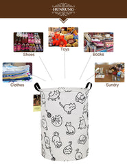 HUNRUNG laundry hamper collapsible design demonstrates space-saving storage when not in use.