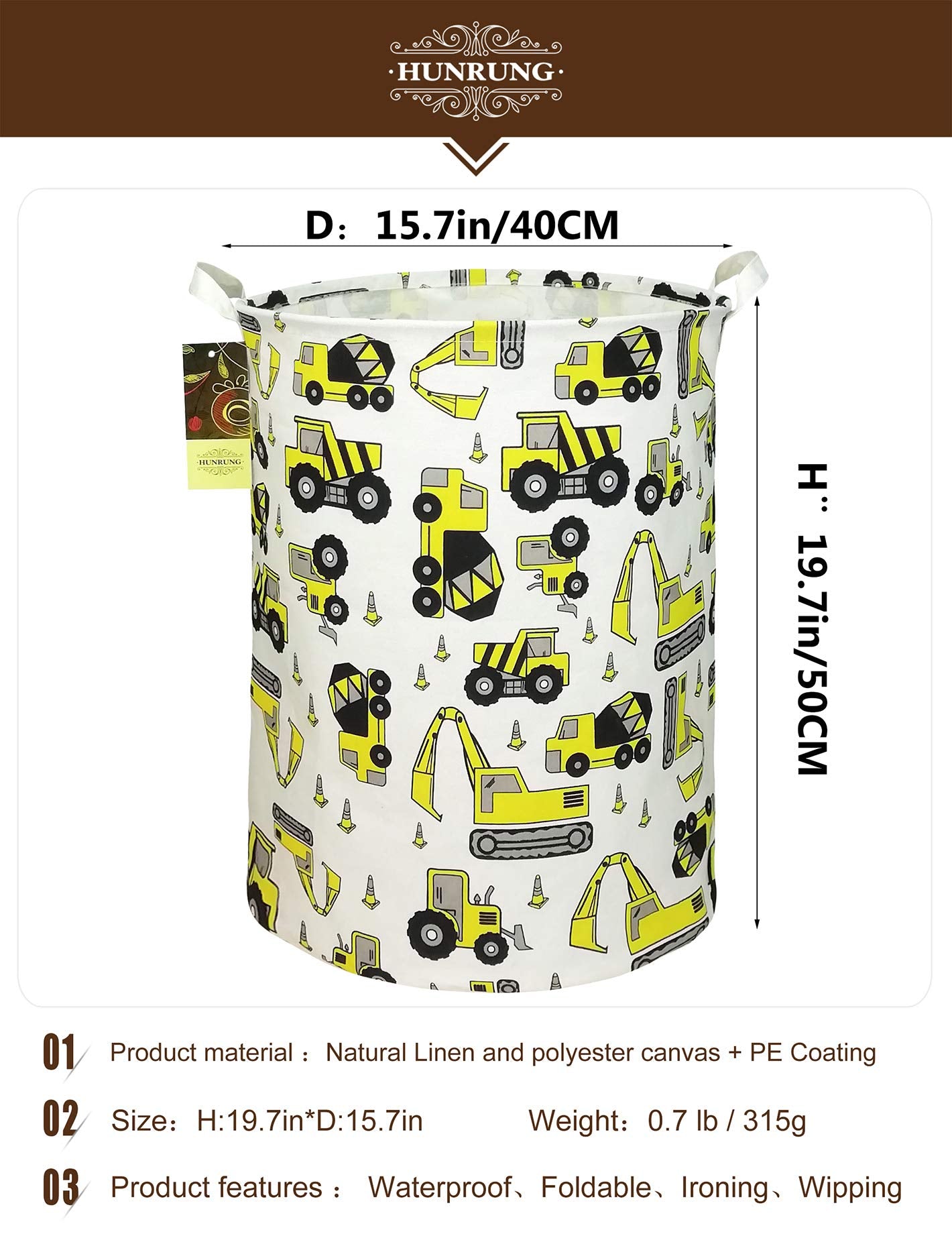 HUNRUNG laundry hamper collapsible folding feature saves space when not in use.
