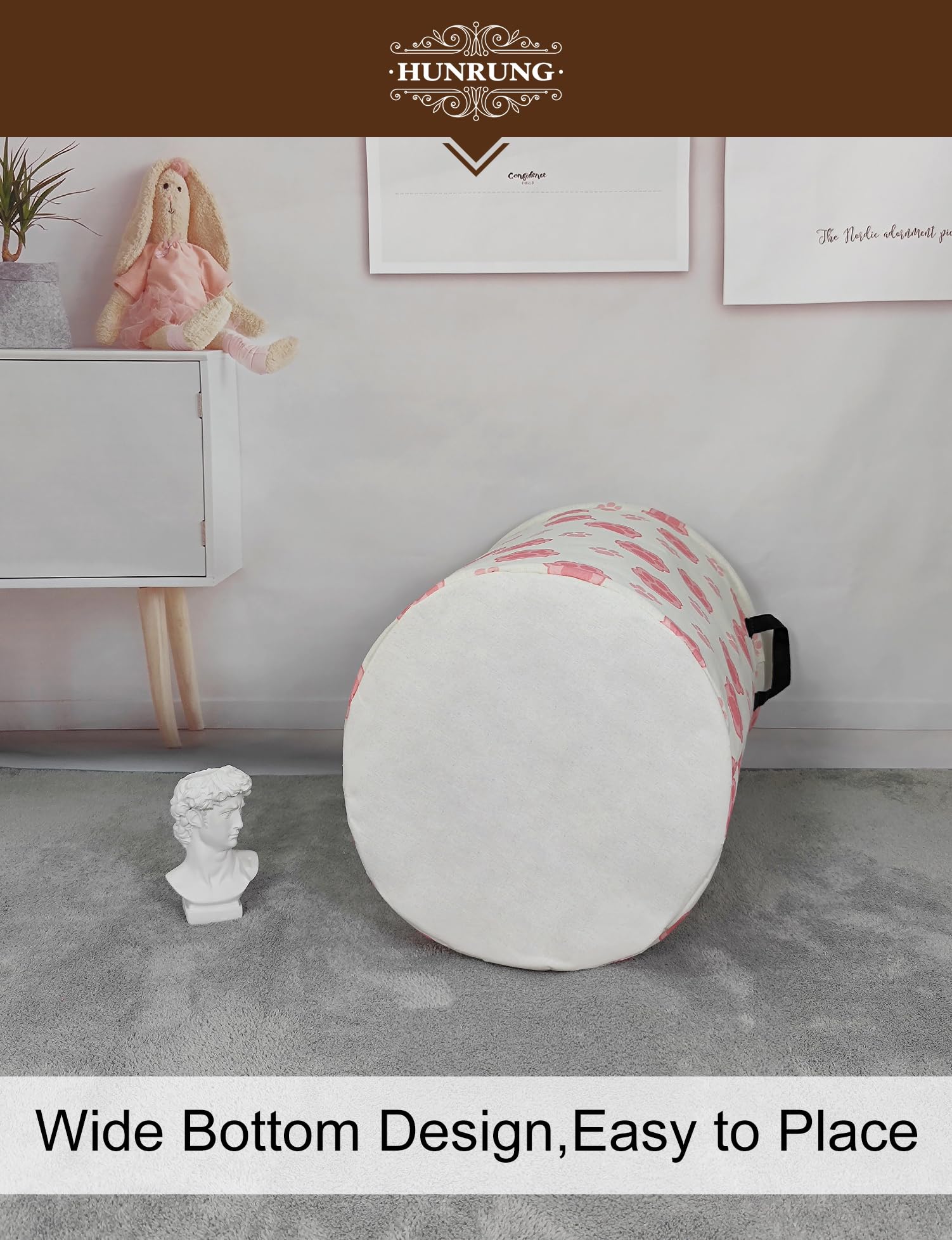 HUNRUNG Laundry Hamper for dirty clothes, fits under bed or closet.