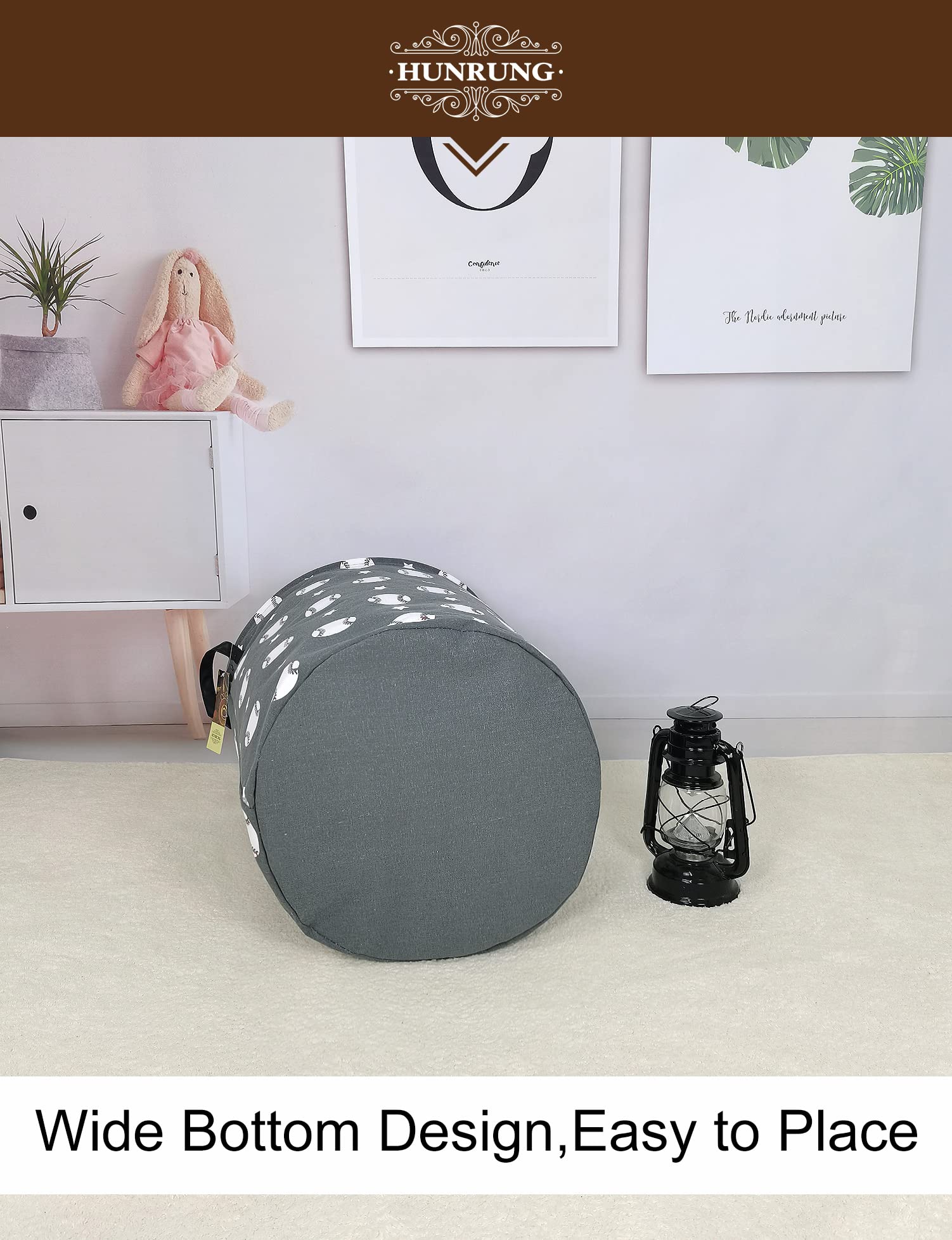 HUNRUNG dorm-friendly hamper blends with decor while keeping clothes contained.
