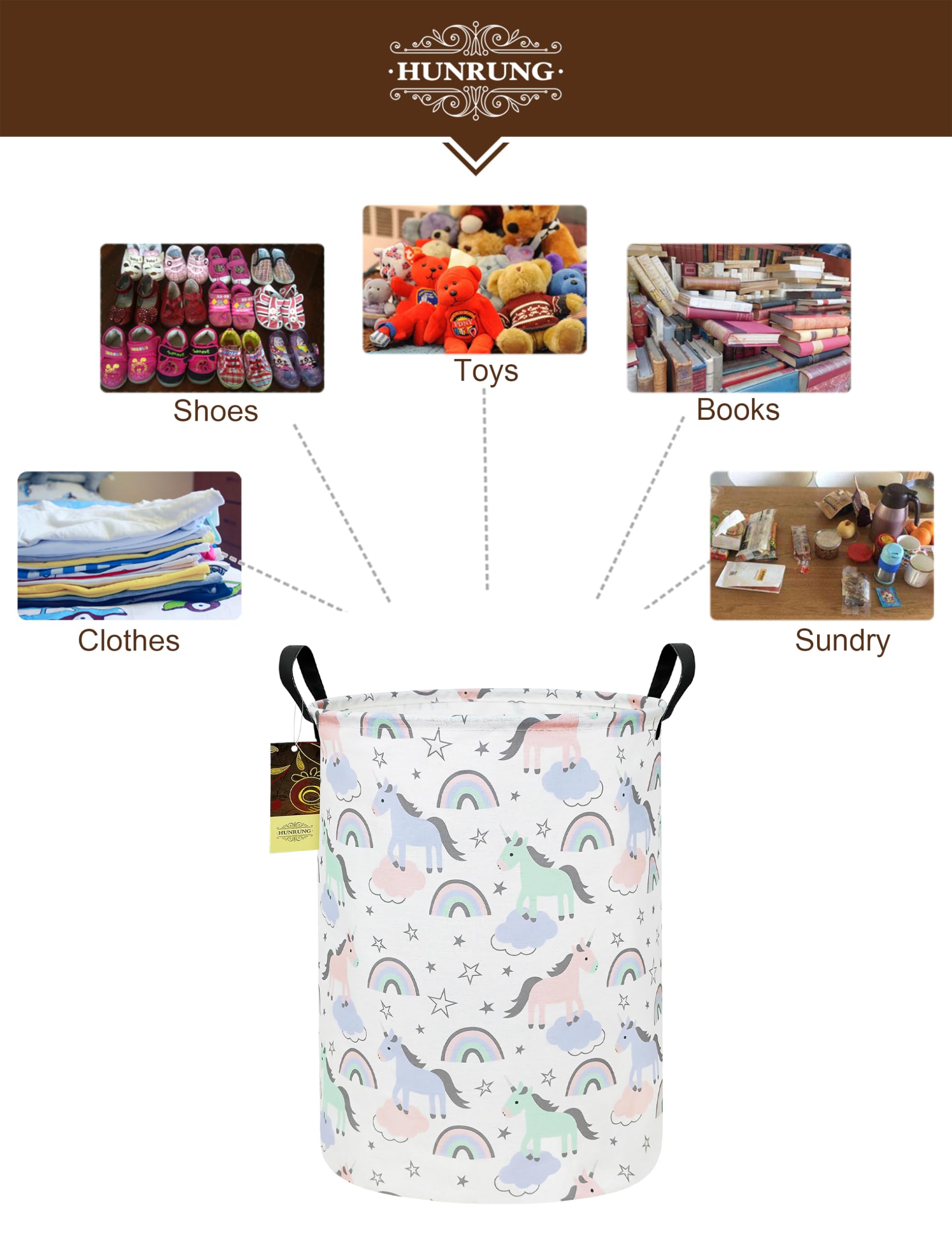 HUNRUNG laundry hamper handles for easy carrying from dorm to laundry.