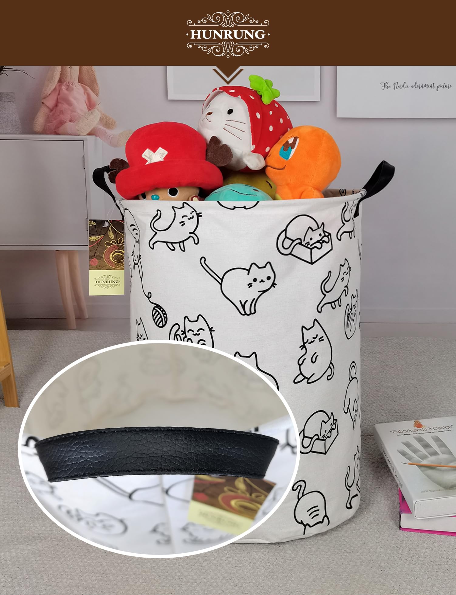 HUNRUNG laundry hamper handles-toting shows portable solution for room-to-room organization.