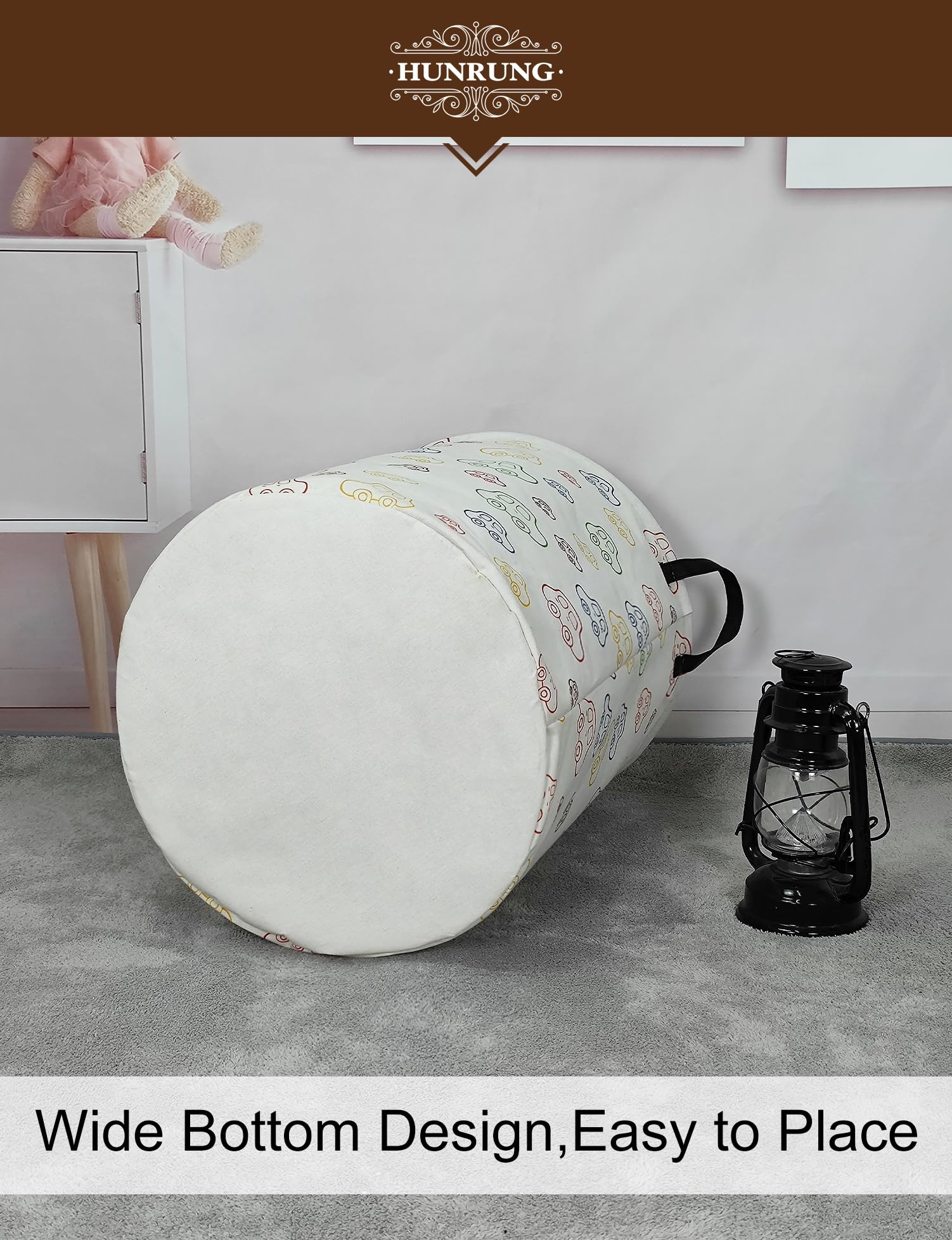 HUNRUNG laundry hamper in college dorm scene suggests portable storage for small spaces