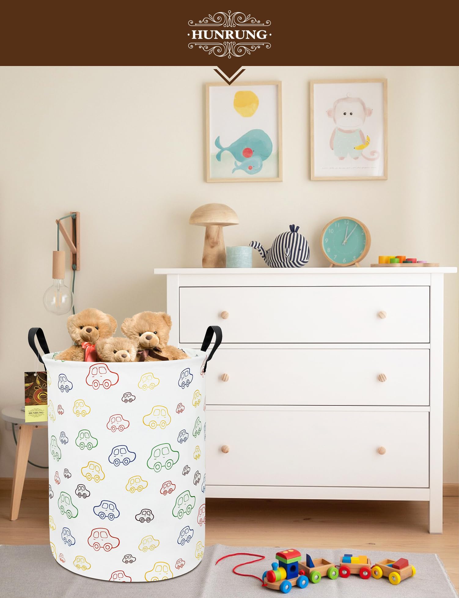 HUNRUNG laundry hamper in the laundry room illustrates versatile storage around the home