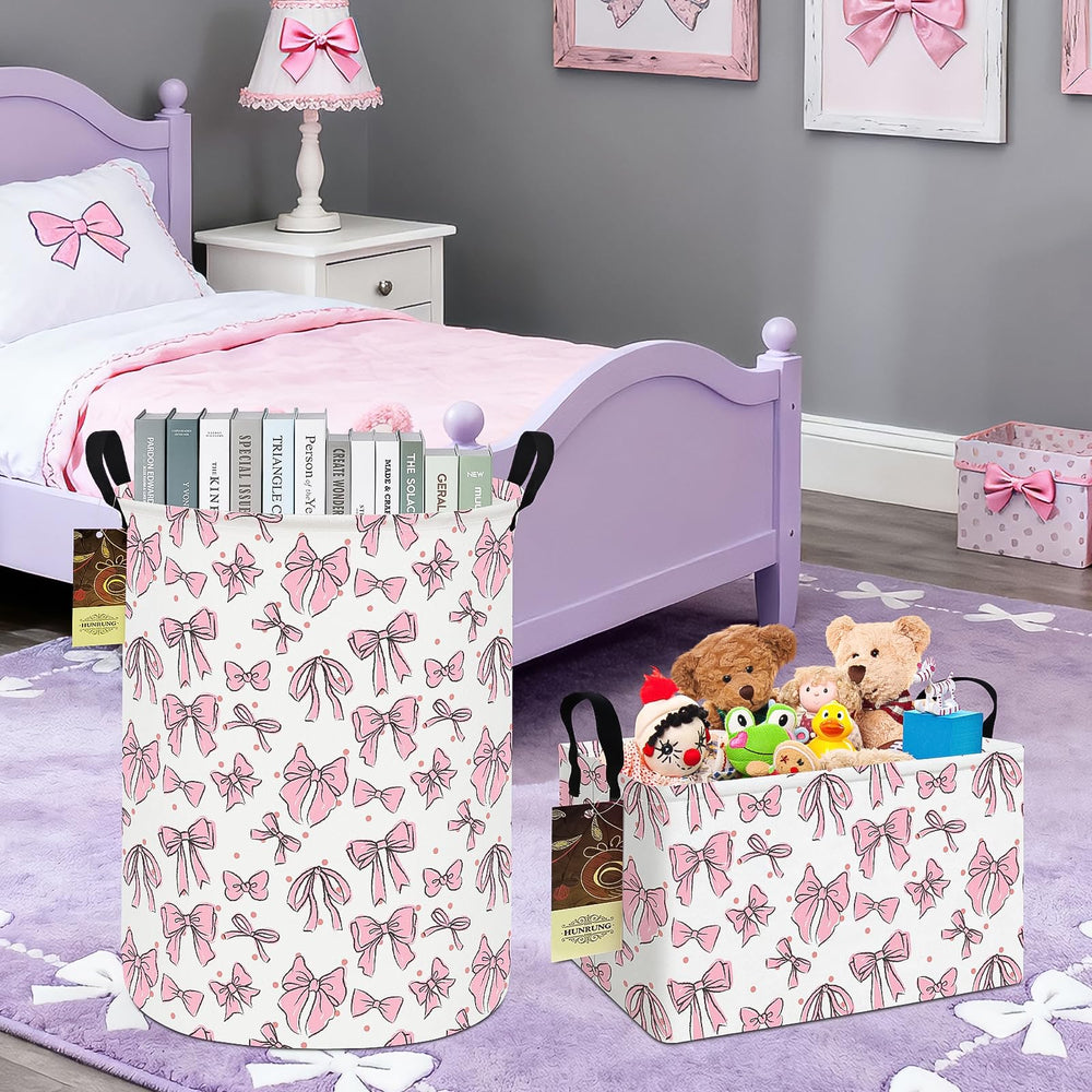 HUNRUNG round-pink bin ideal for dorms and home closets