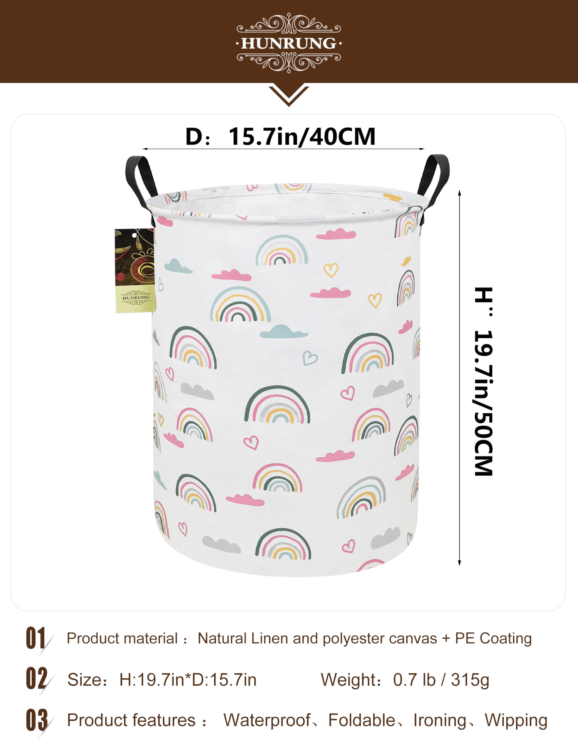 HUNRUNG laundry hamper collapsed for space saving in small rooms